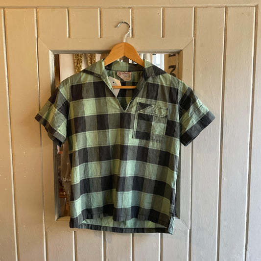 1960s Green Checkered Pullover Leisure Shirt