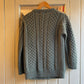 1980s Khaki Green Wool Arran Knitted Cardigan Jumper