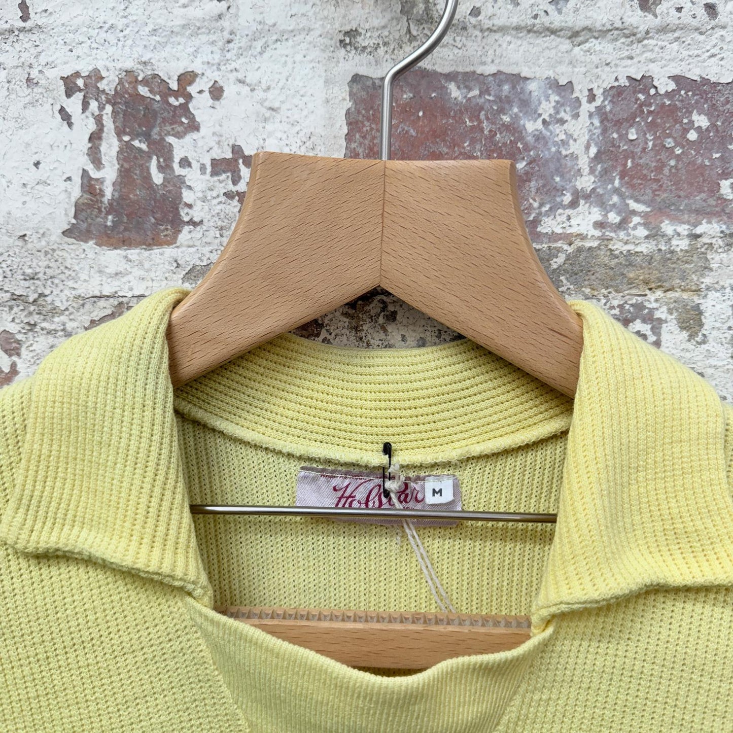 1960s Yellow British Holstar Waffle Polo Shirt