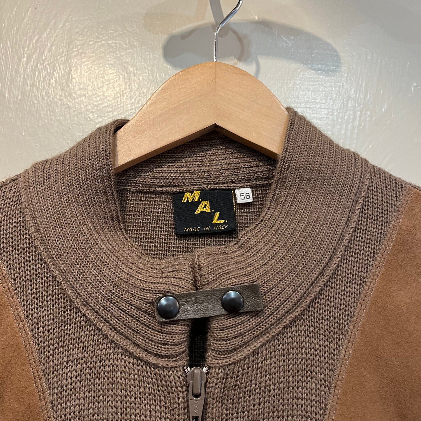 1970s Brown Knitted Zip Up Cardigan Jumper