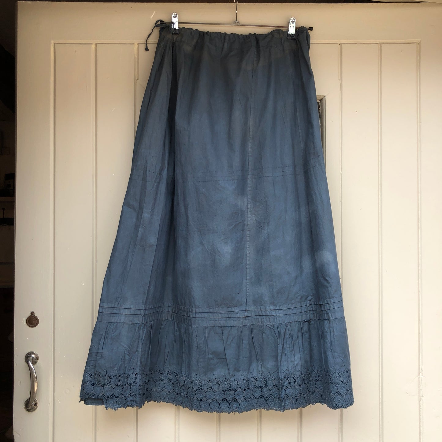 1880s Victorian Handmade Blue Skirt