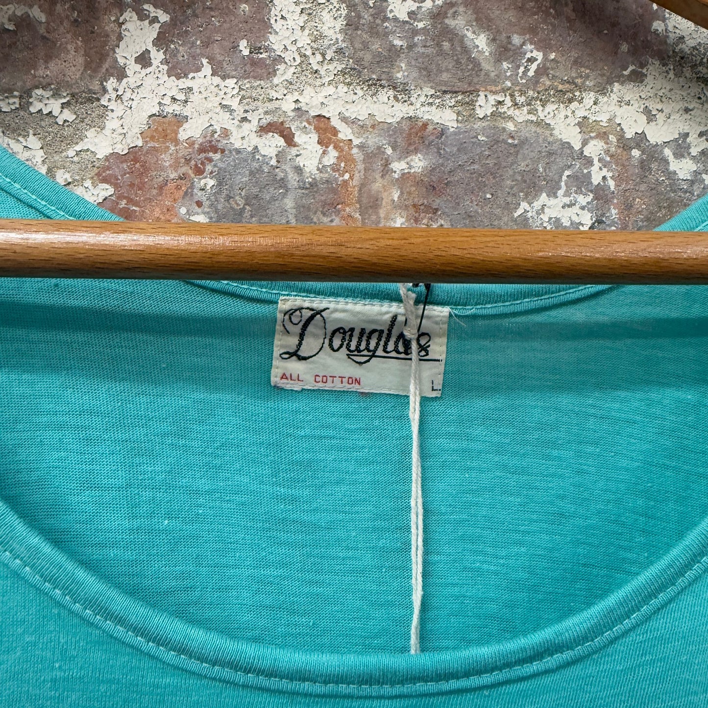 1970s Turquoise Blank Cotton Vest