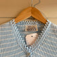 1970s Blue Striped Knitted Button Long Sleeve Top