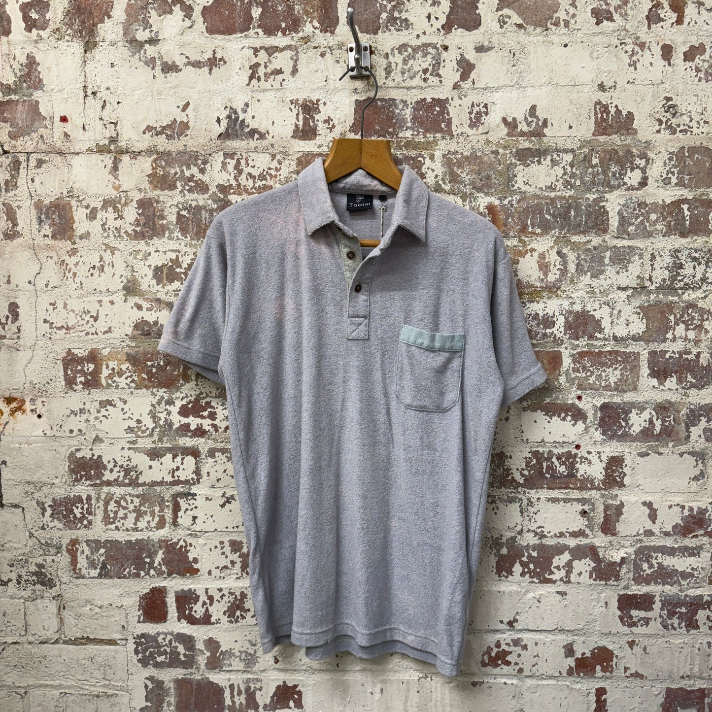 1970s Towelling Grey Tootal Polo Shirt Top