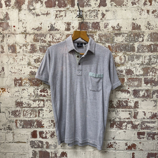 1970s Towelling Grey Tootal Polo Shirt Top