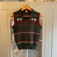 1970s Dark Green Graphic Print Knitted Tank Top