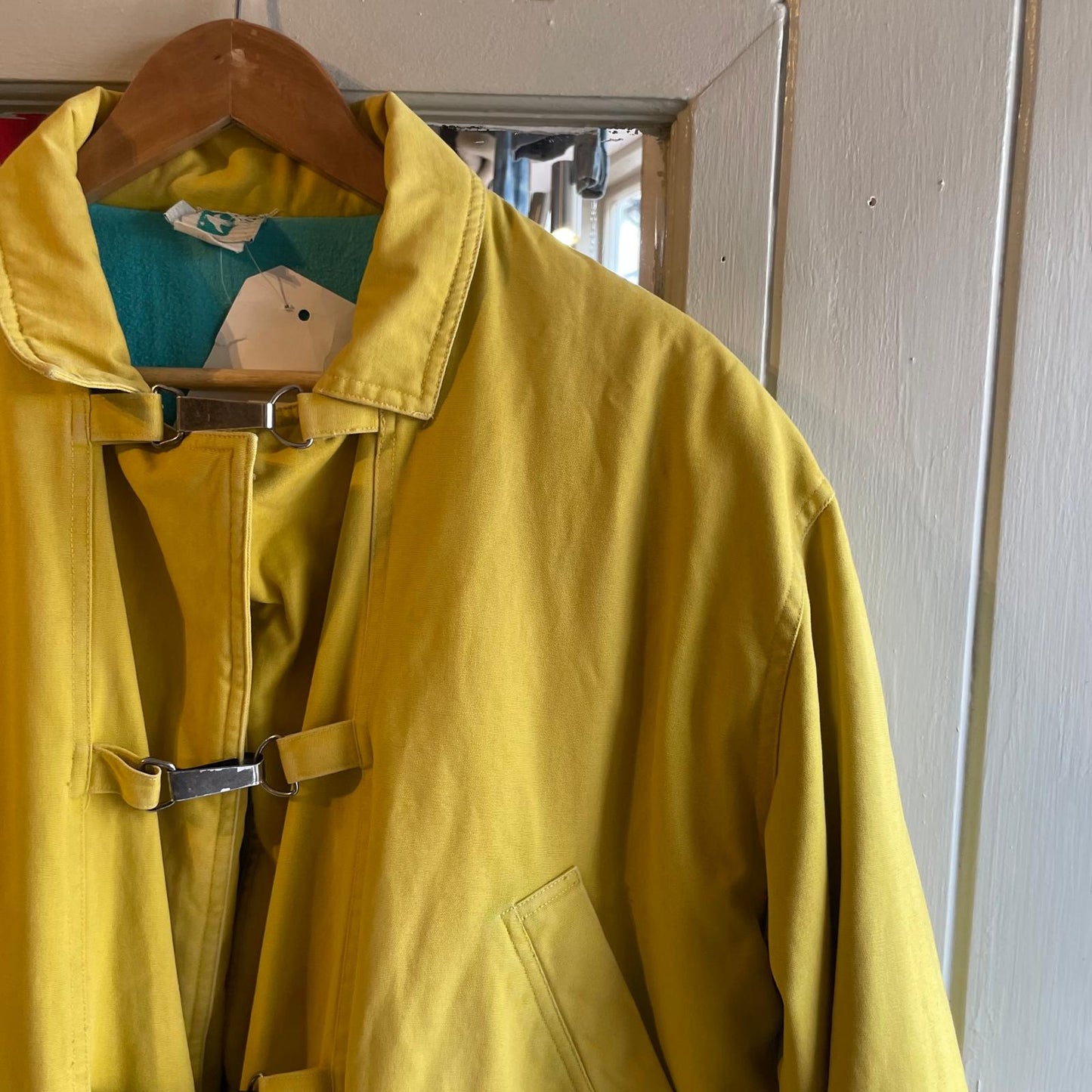 1980s Unusual Yellow Cotton Clasp Jacket