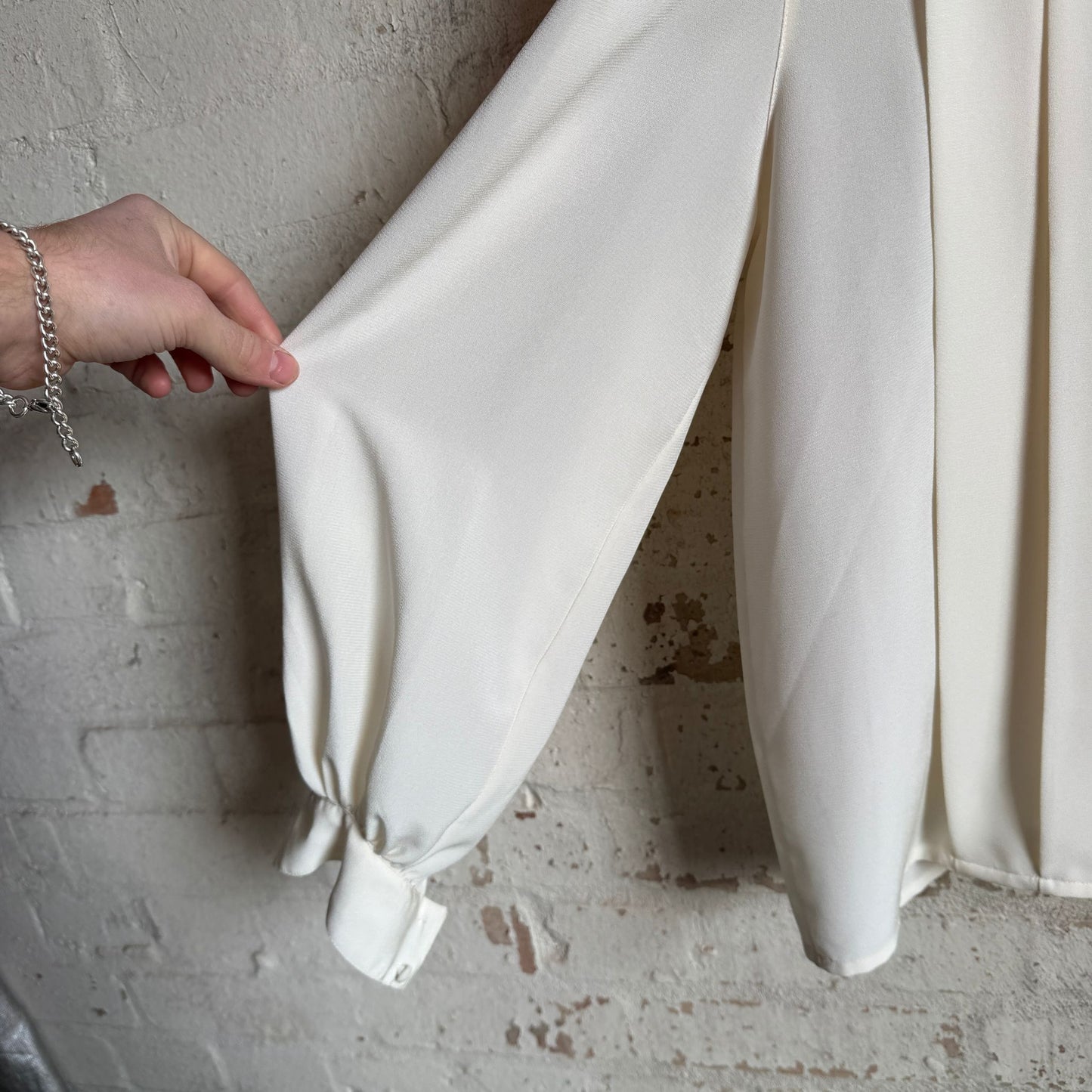 1970s Cream Chiffon French Blouse