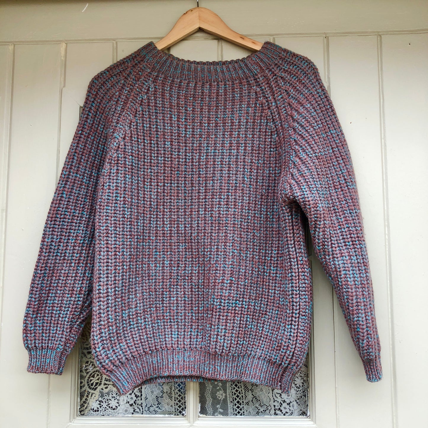 1970s Two Tone Wool Fisherman Knitted Jumper