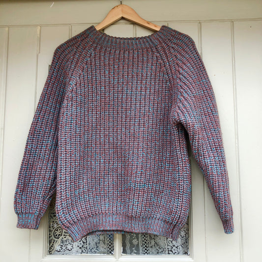 1970s Two Tone Wool Fisherman Knitted Jumper