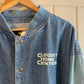 1990s Blue Denim Embroidered Varsity Jacket