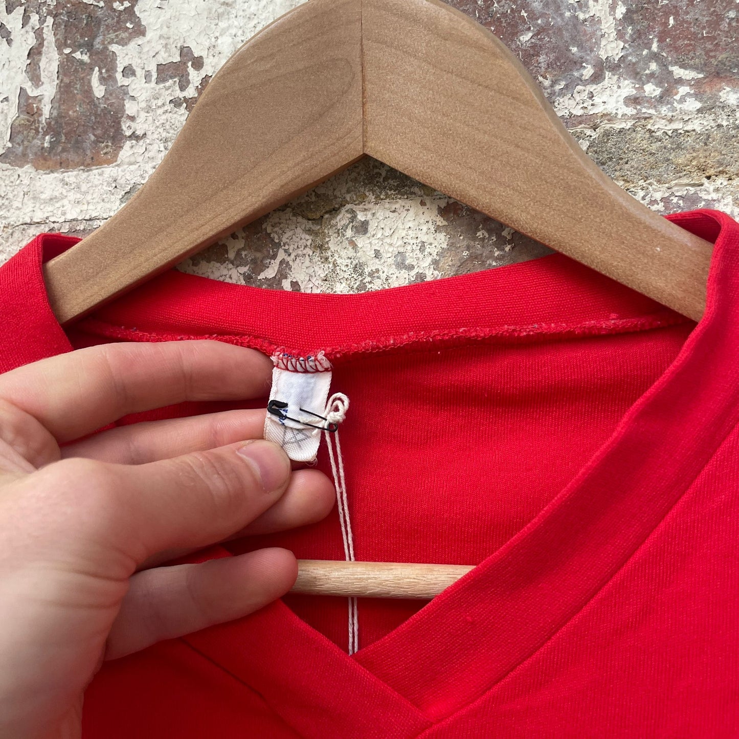 vintage 1970s 1980s Red long sleeve Football Template Shirt Top