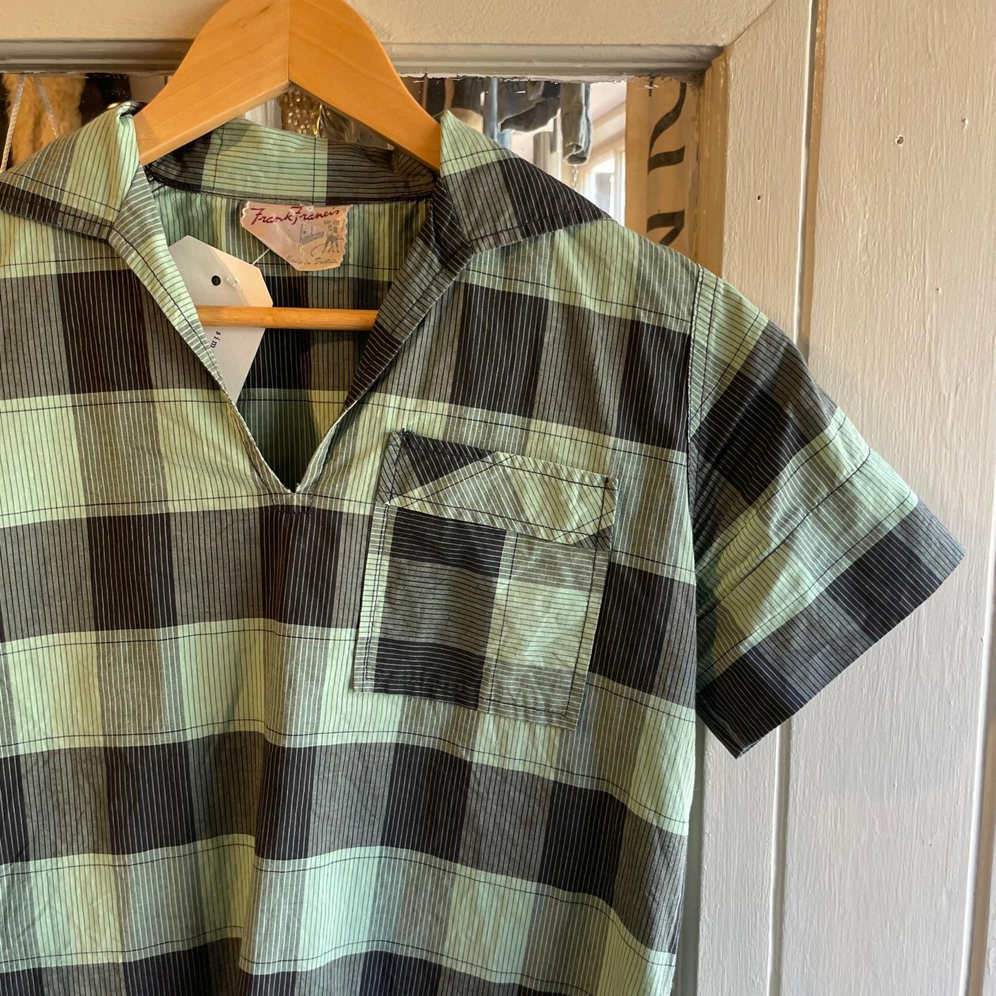 1960s Green Checkered Pullover Leisure Shirt