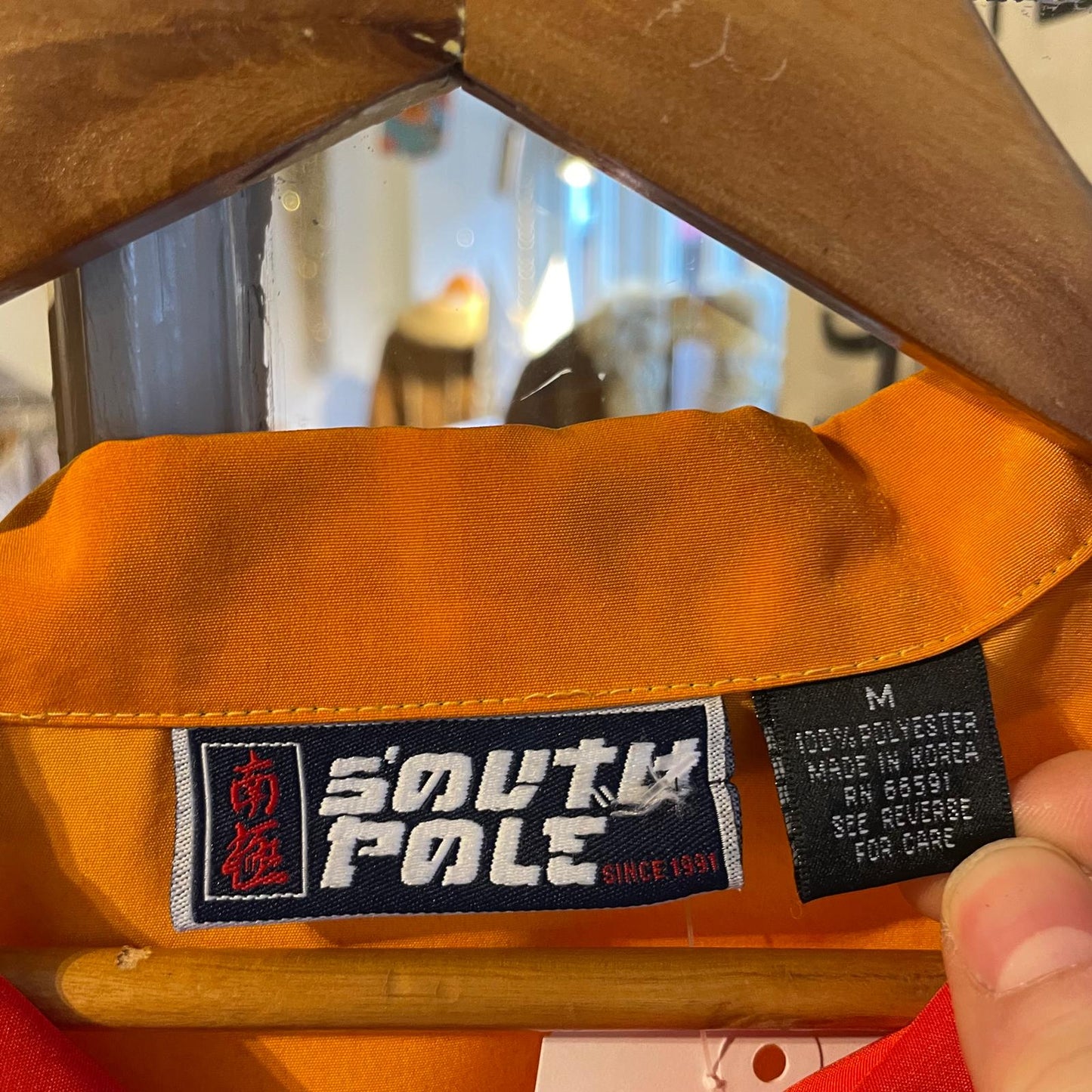 2000s Y2K Orange South Pole Graphic Button Shirt