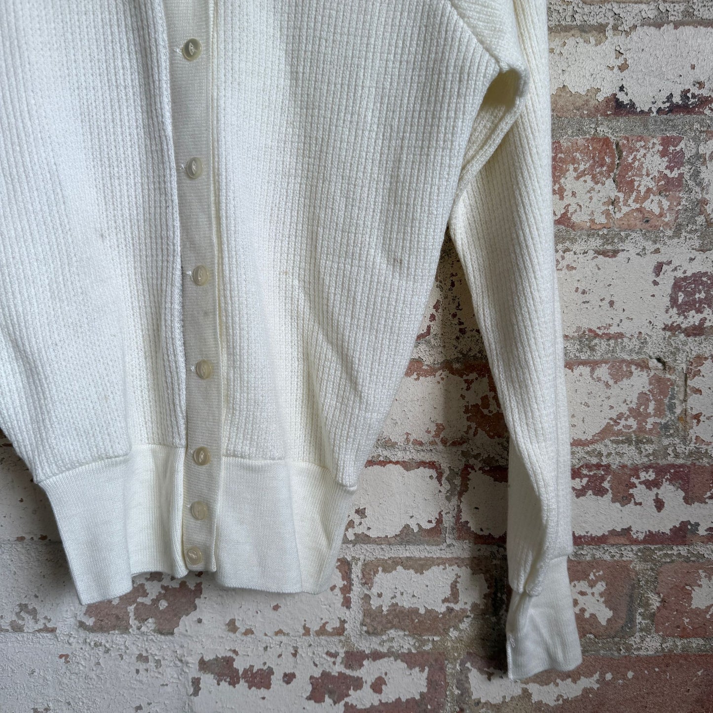 1950s White Knitted Button up Cardigan Jumper
