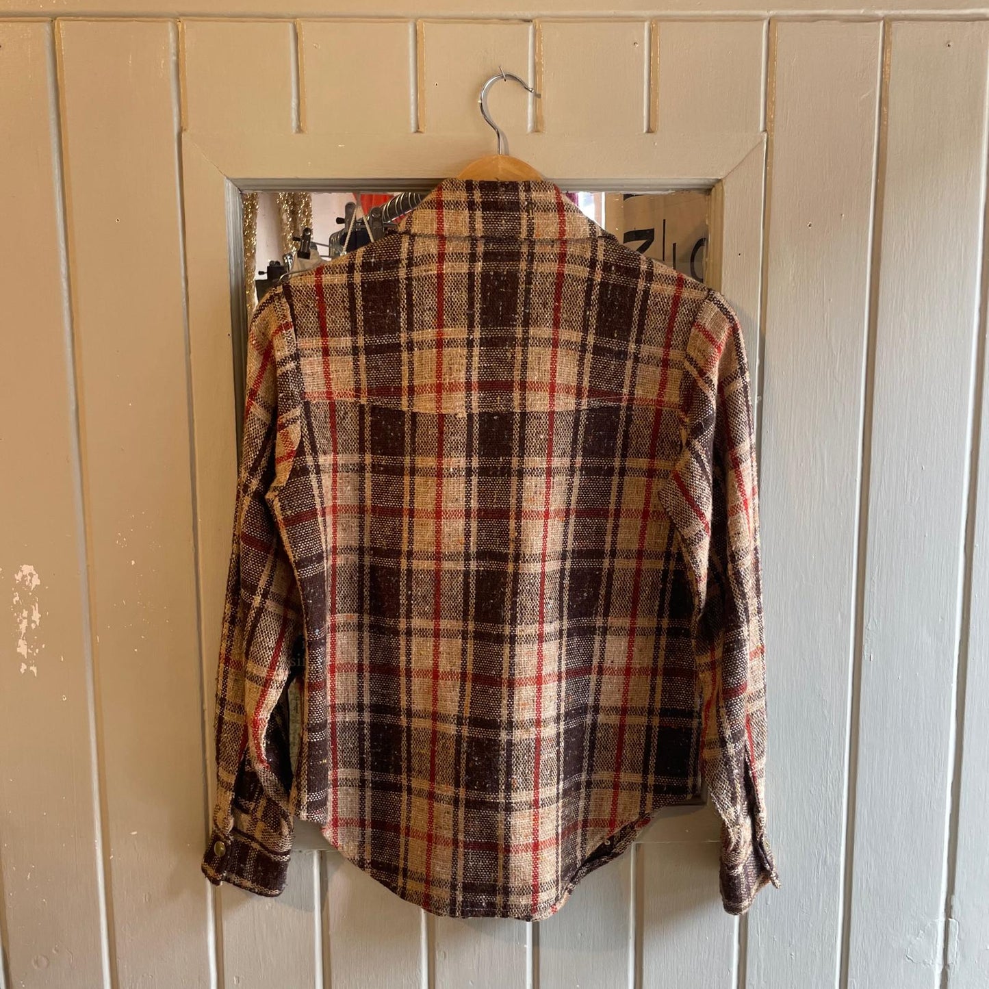 Vintage 70s/80s Brown Check Western Pop Snap Shirt