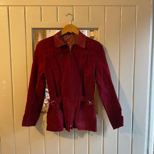 1960s Red Suede Zip British Jacket
