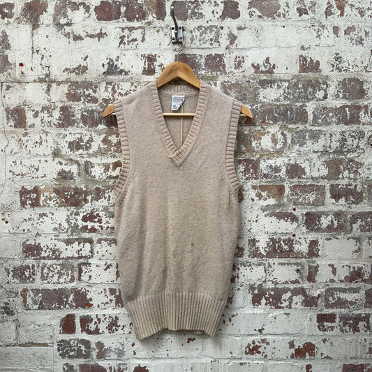 1970s Biege St Michael Knitted Tank Top Sweater Vest