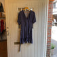 Navy Polka Dot Silk Belted Dress