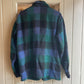 1940s Turquoise Wool Checkered Zip Jacket