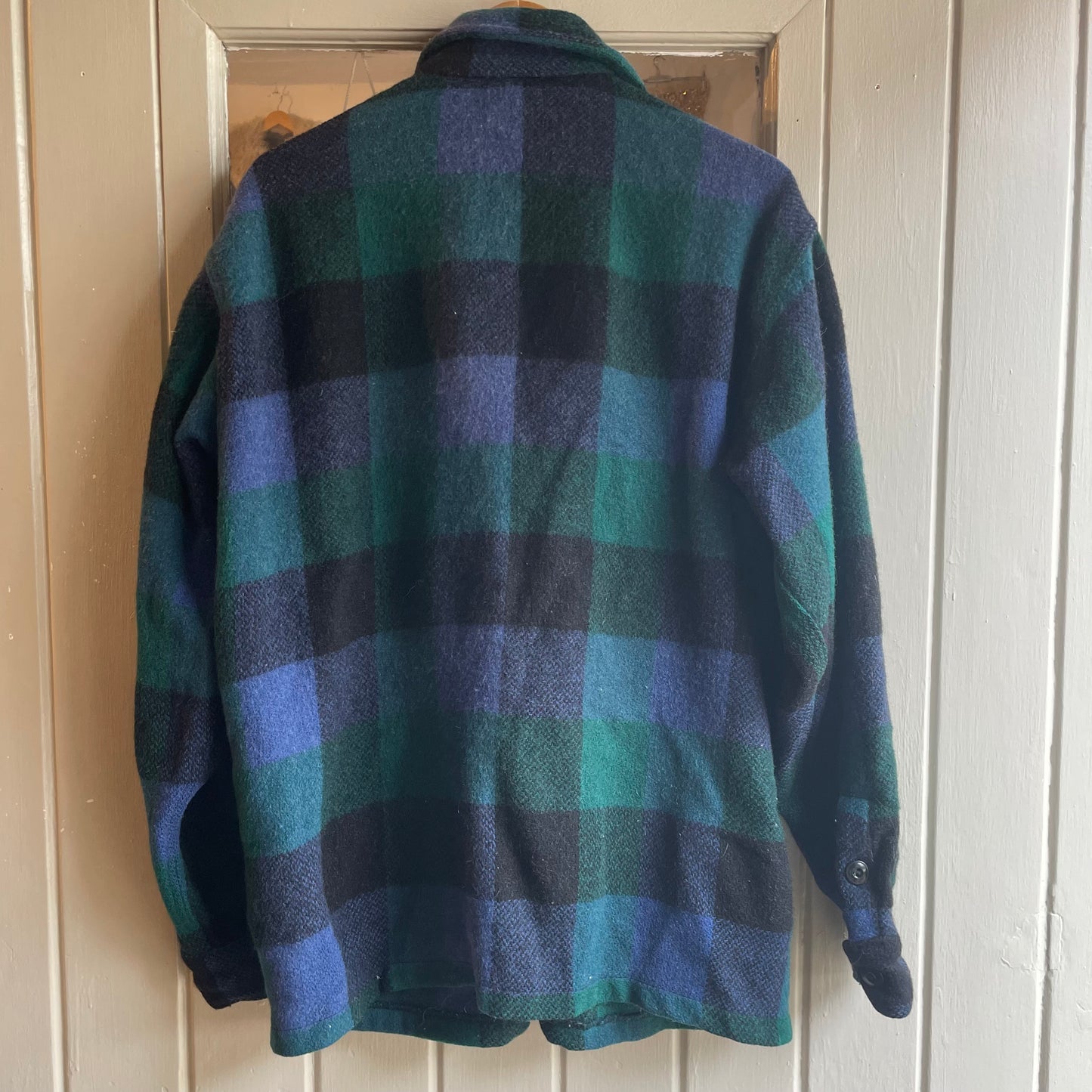 1940s Turquoise Wool Checkered Zip Jacket