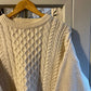 1980s Cream Wool Knitted Aran Jumper