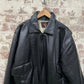 Vintage 1980s 1990s Black Leather Flight Bomber Jacket Coat