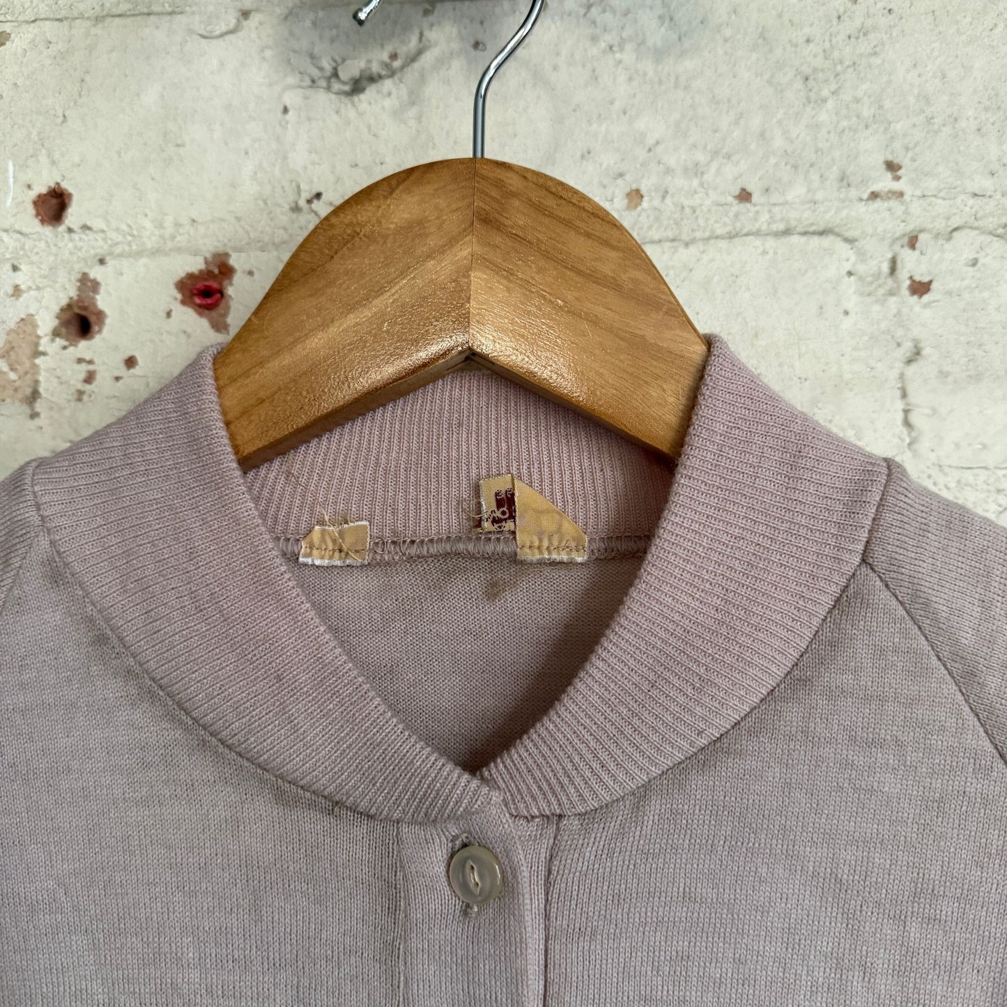 1950s Beige Wool Knitted Cardigan Jumper