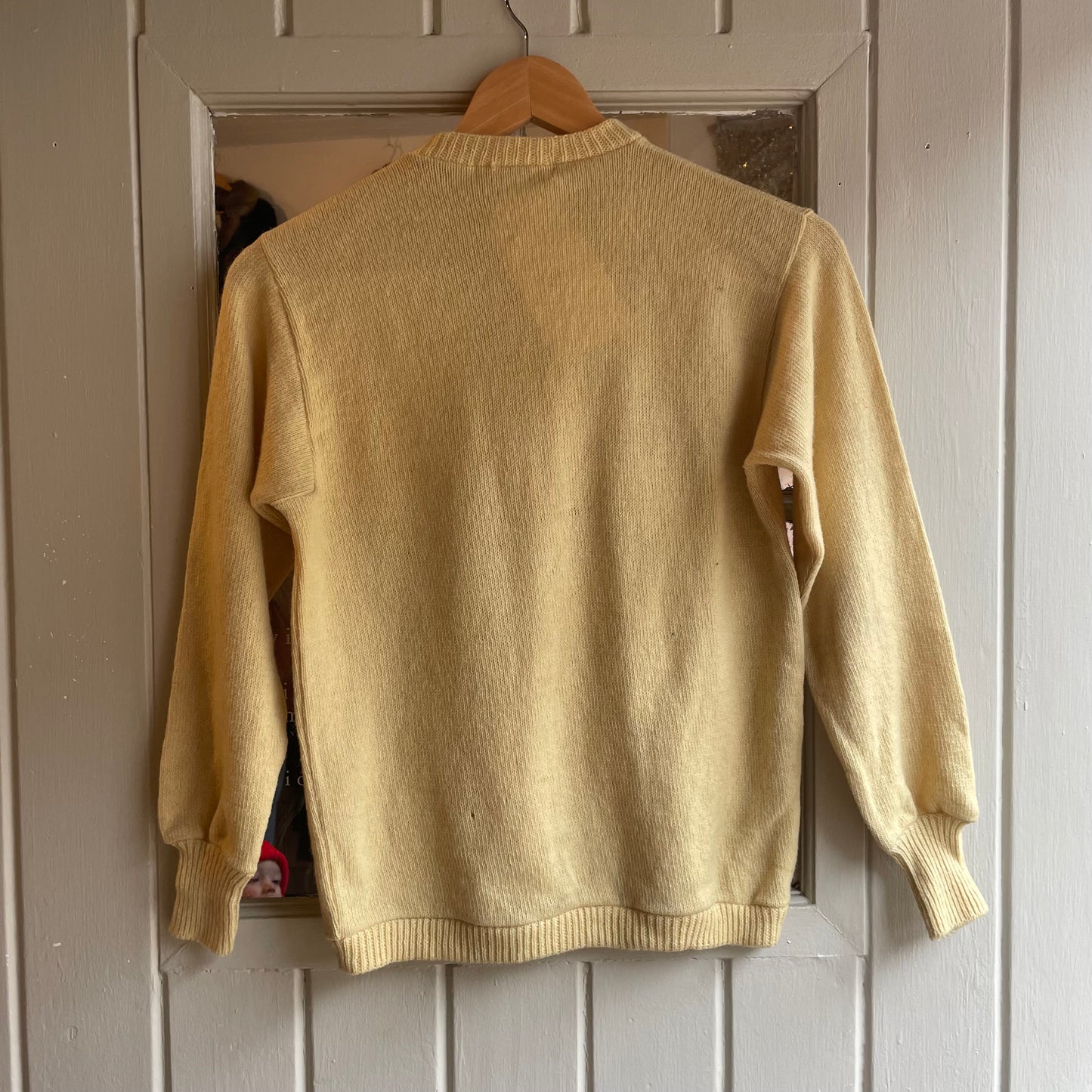 1970s Yellow Wool Knitted Cardigan Jumper