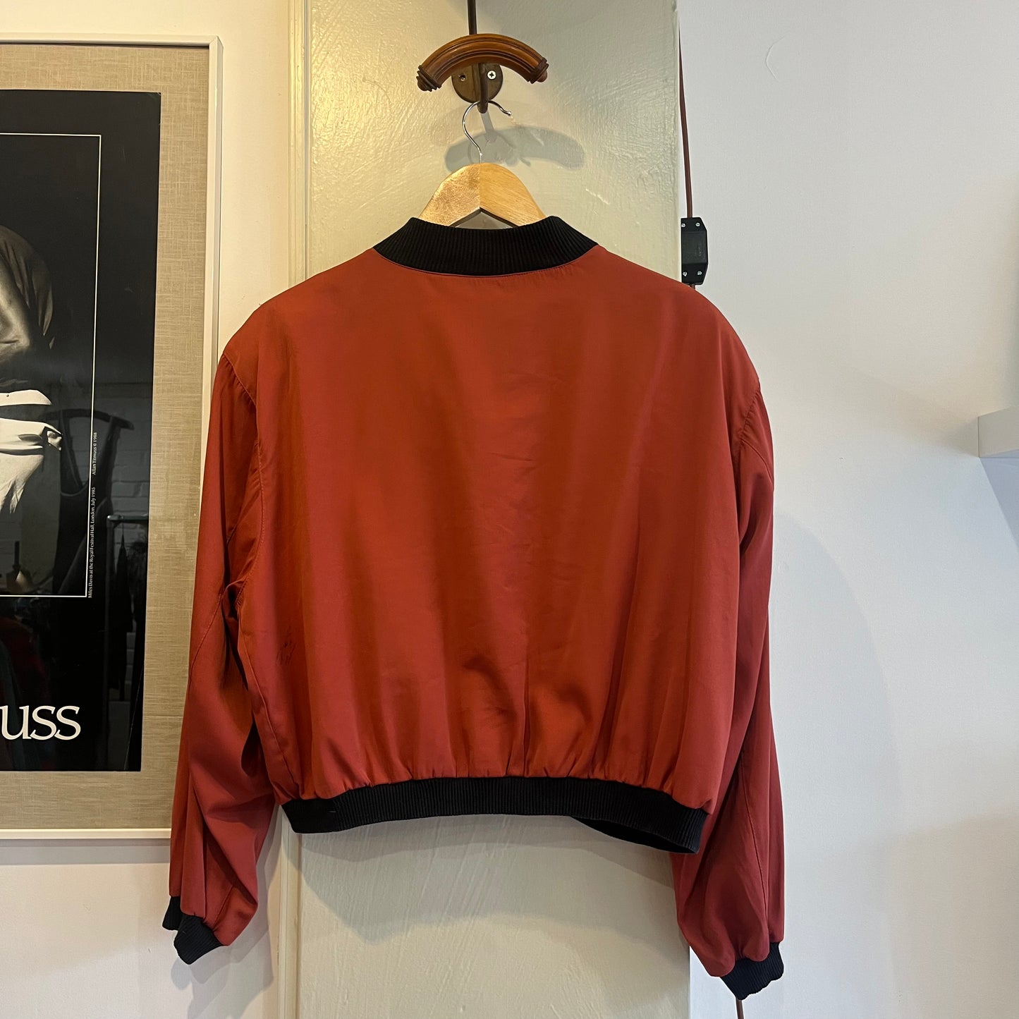 1970s Orange Button Cropped Bomber Jacket