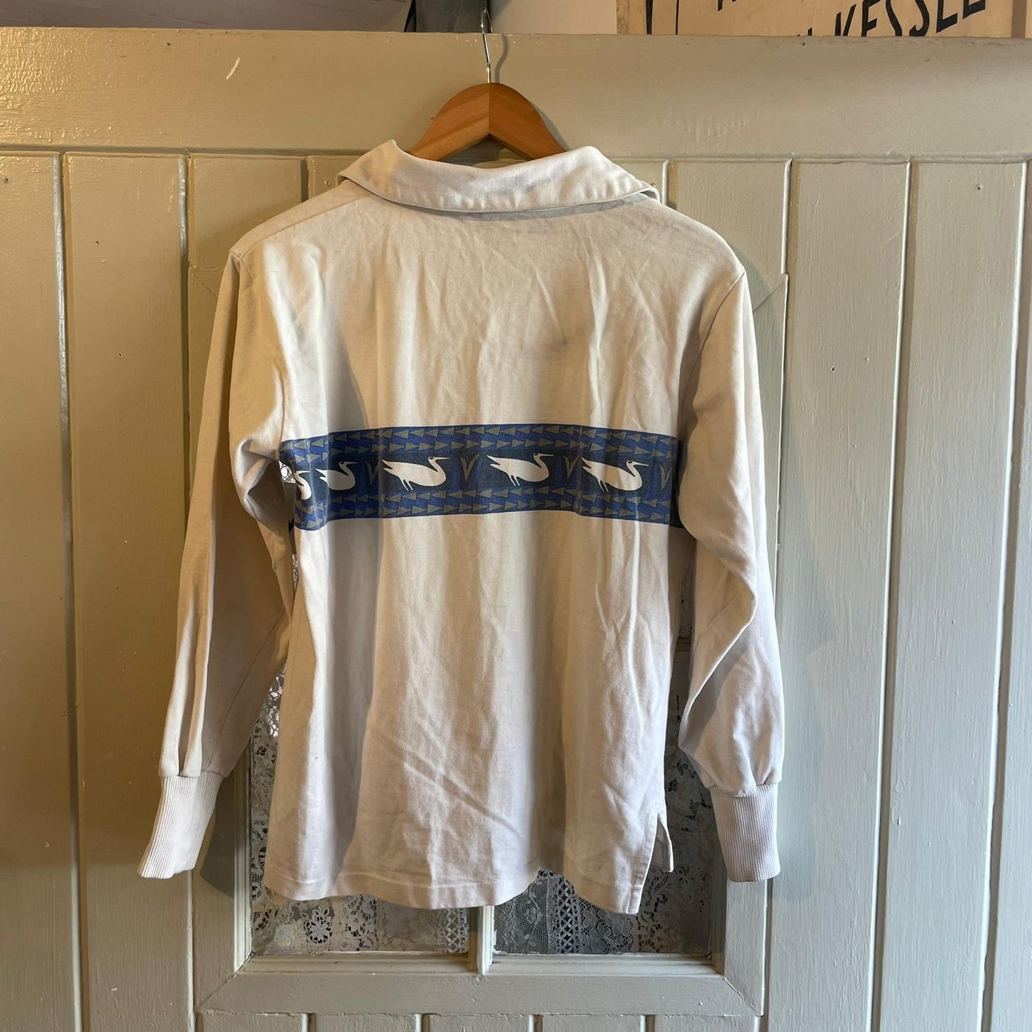 1980s White Blue Duck Rugby Shirt