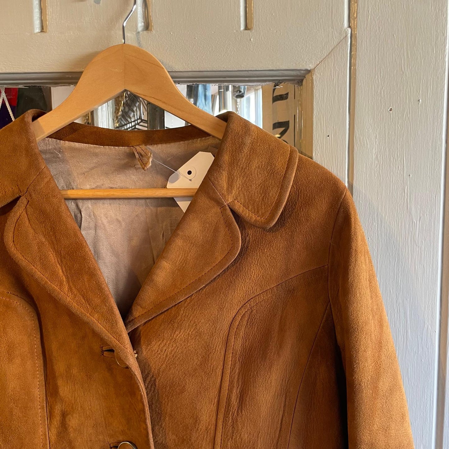 1960s Brown Suede Leather Button Jacket