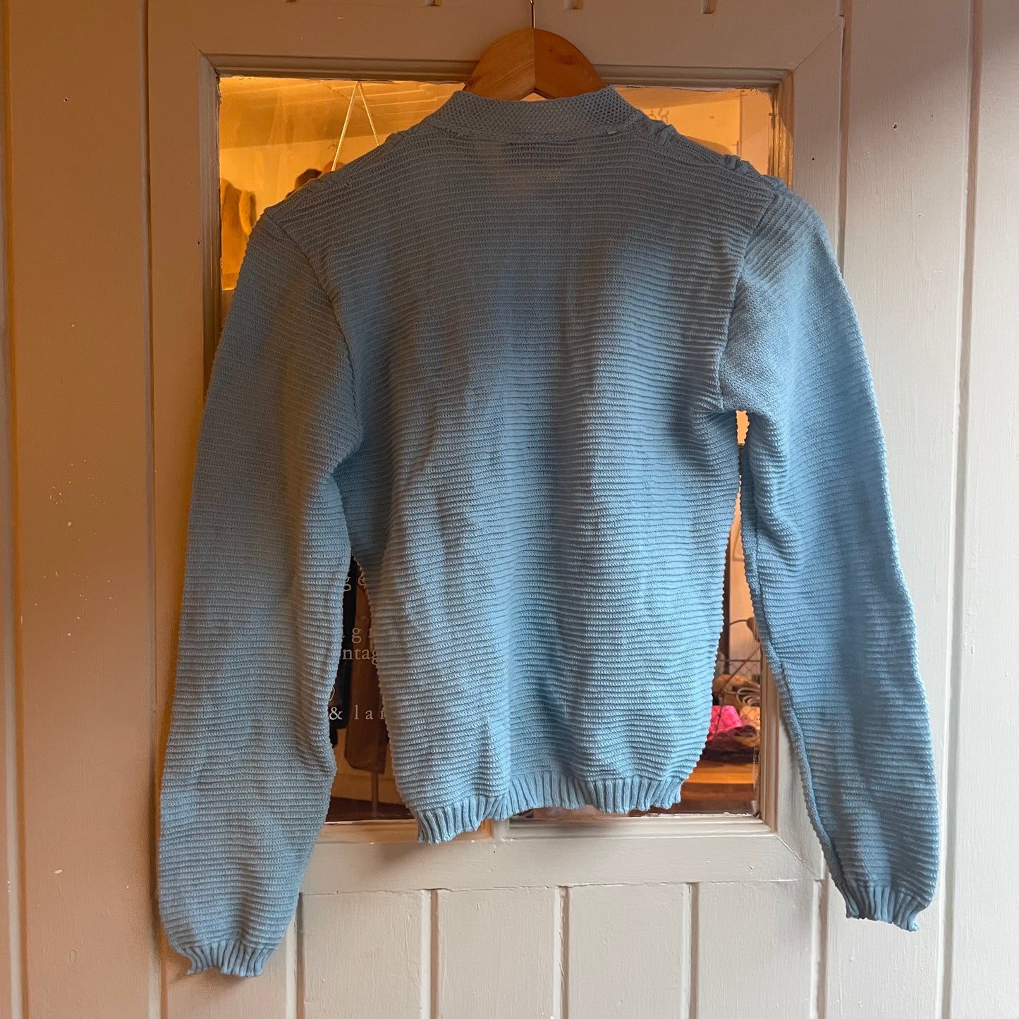 1970s Blue cable Knitted Cardigan Jumper
