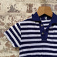 1970s Blue Striped Towelling Polo Shirt