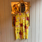1990S YELLOW United Colours of Benetton Floral Dress