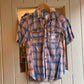 1970s Pink and Blue Flannel Checkered Shirt