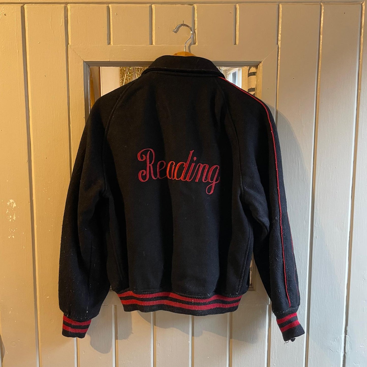 1970s Black and Red Wool College Varsity Jacket