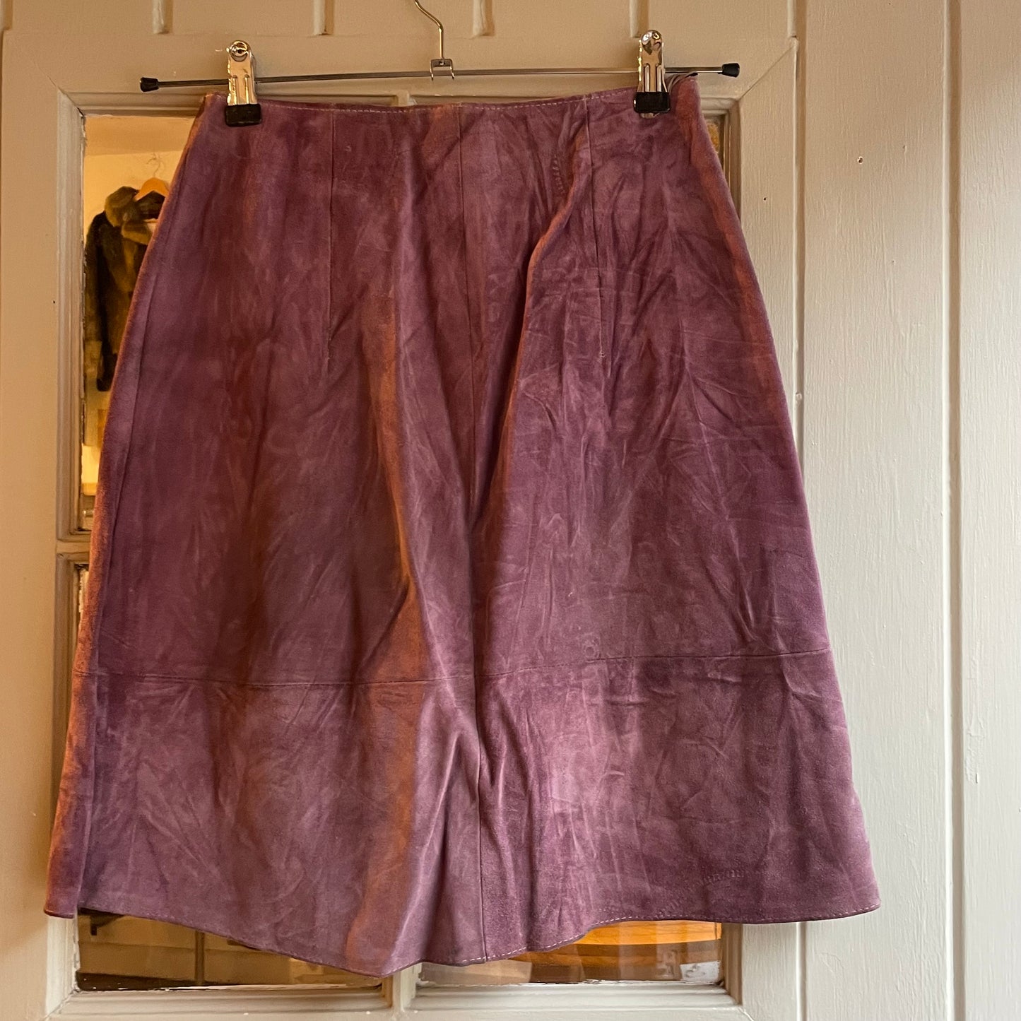 1970s 1980s Purple Suede Leather Skirt
