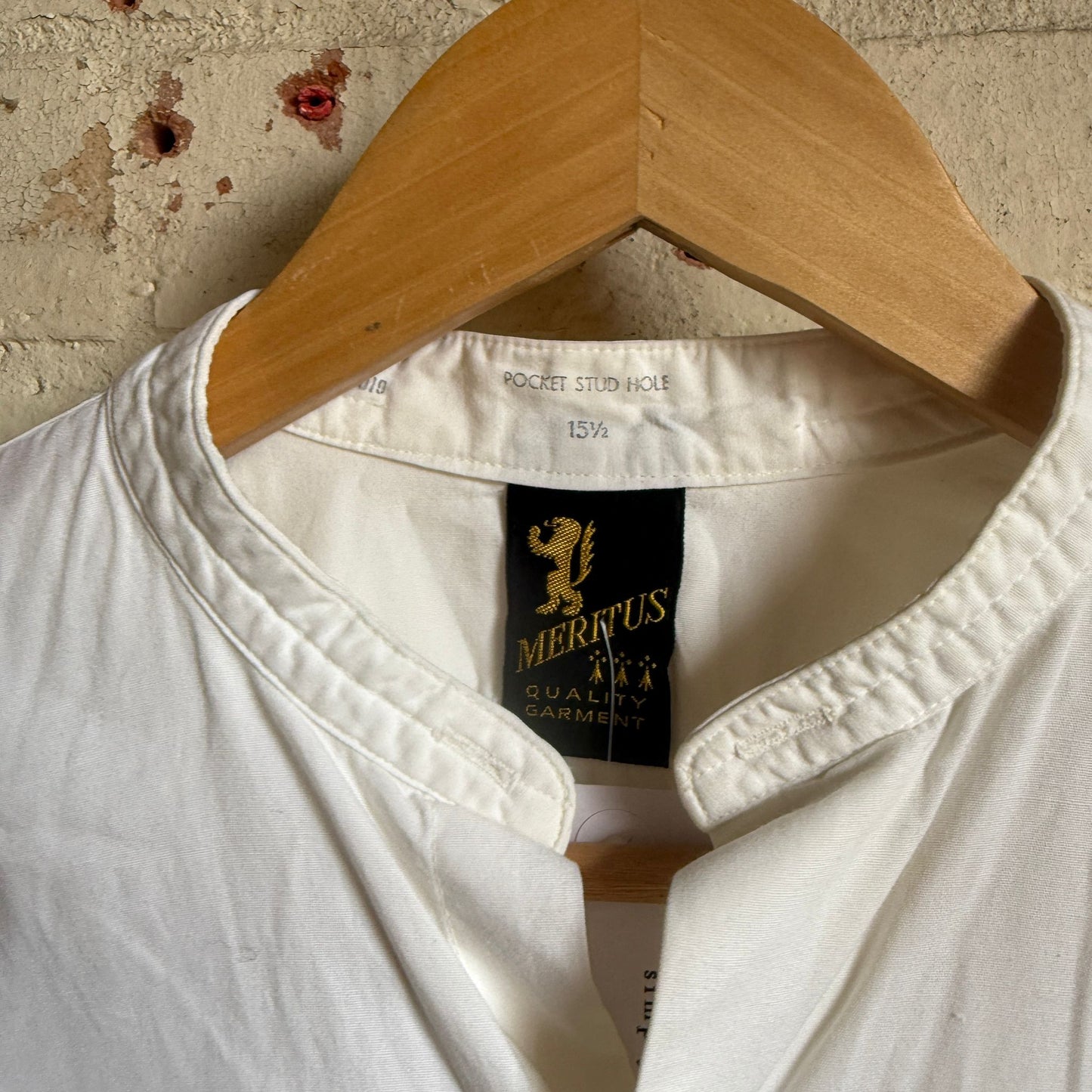 1940s White British Collarless Formal Shirt