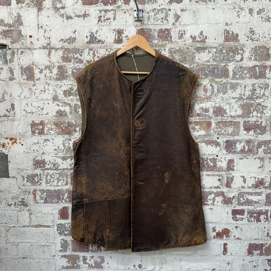 1940s British Military Leather Jerkin Gilet Jacket
