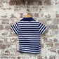 1970s Blue Striped Towelling Polo Shirt