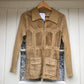 1970s Italian Suede Patchwork Zip Up Knitted Jacket