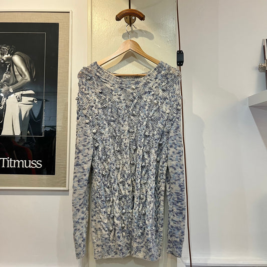 1980s Patterned Light Blue Knitted Jumper