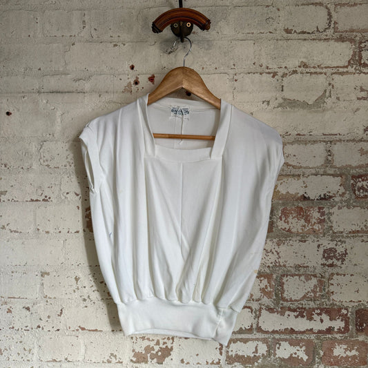 1950s White British Unusual Blouse Top