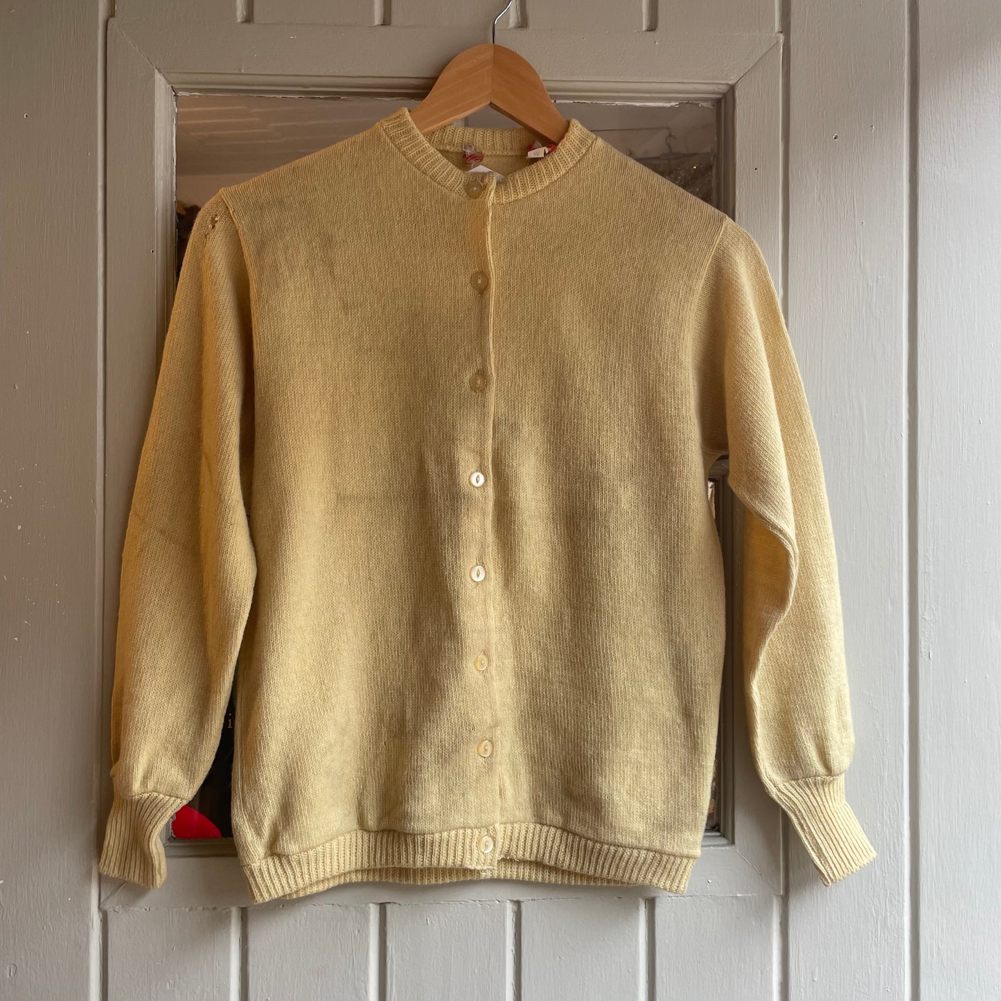 1970s Yellow Wool Knitted Cardigan Jumper
