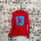 vintage 1970s 1980s Red long sleeve Football Template Shirt Top