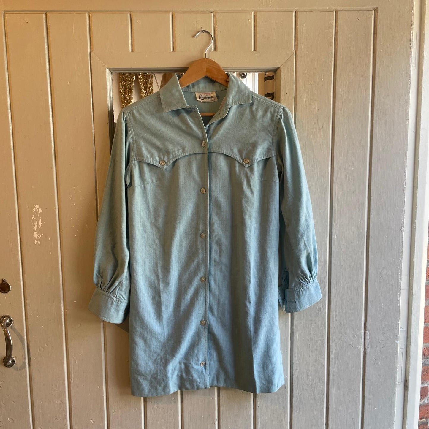 1950s Turquoise British Cotton Long Shirt / Dress