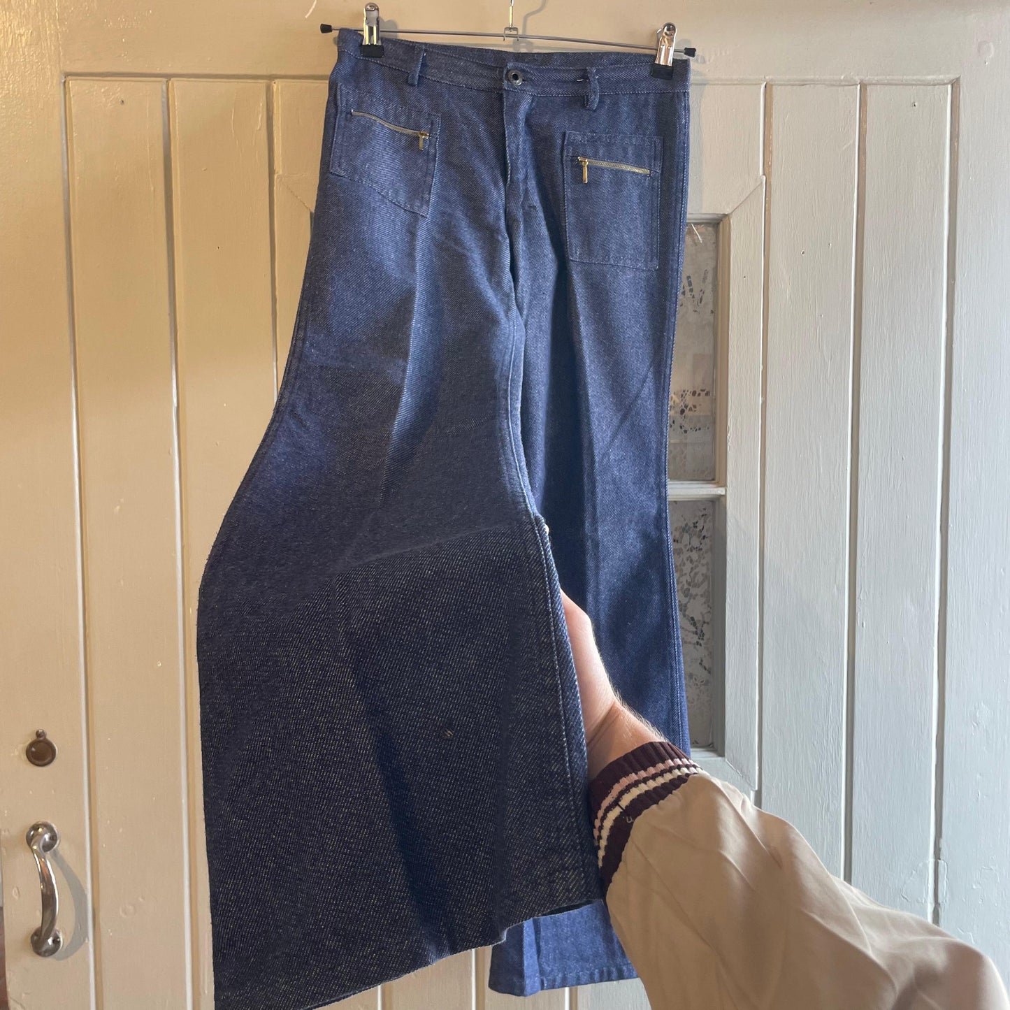 1970s Grey Flared Zip Pocket Trousers