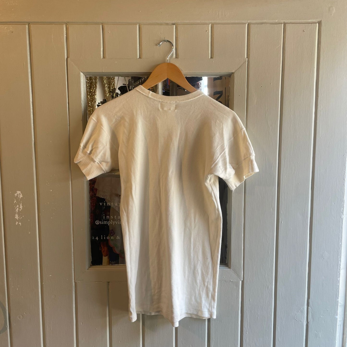 Vintage 60s/70s Cream Cotton British Thermal Style T-shirt