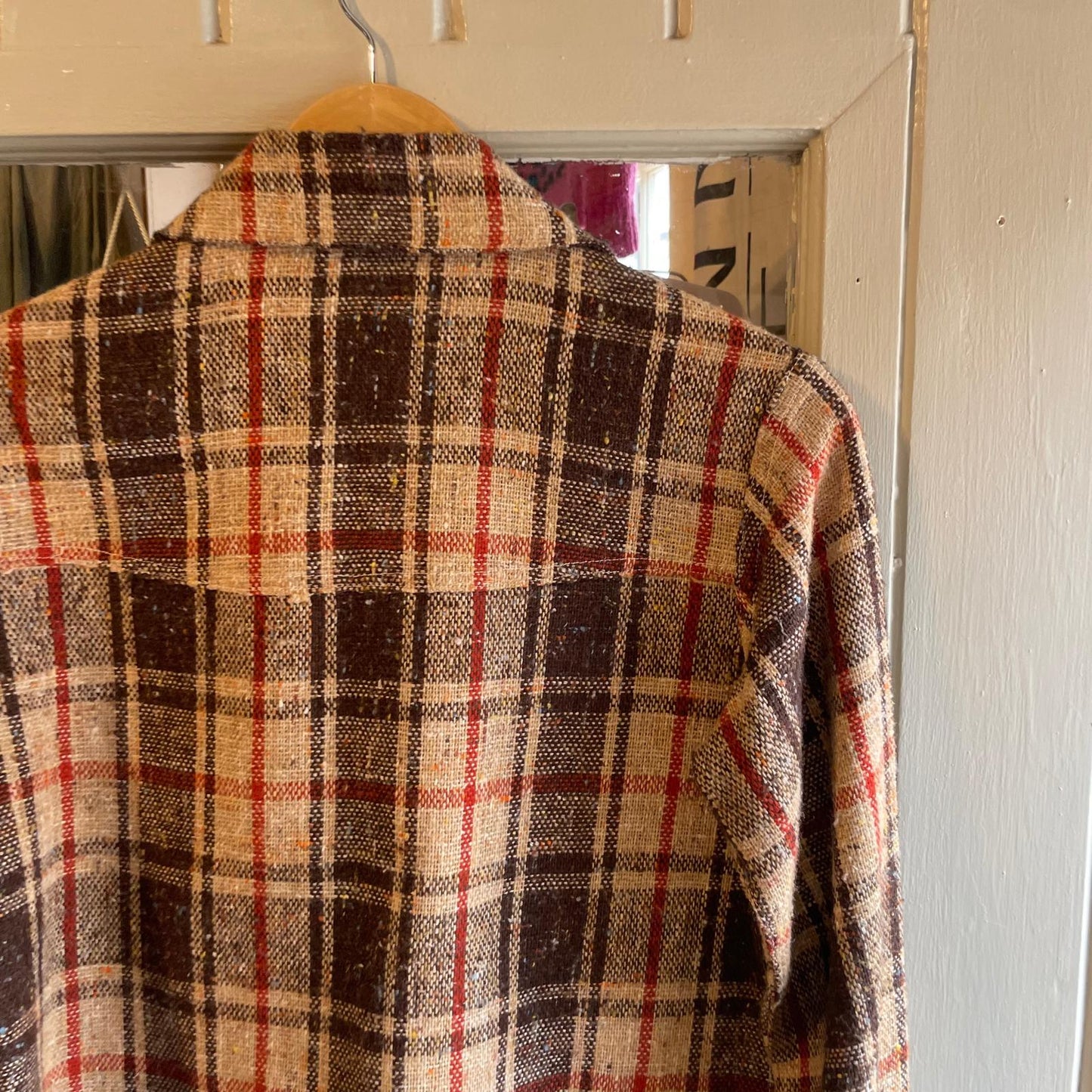 Vintage 70s/80s Brown Check Western Pop Snap Shirt